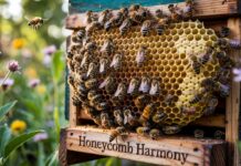 شہد کی مکھی کا چھتہ شہد کی مکھی کا قدرتی چھتہ، جس میں مکھیاں شہد جمع کر رہی ہیں